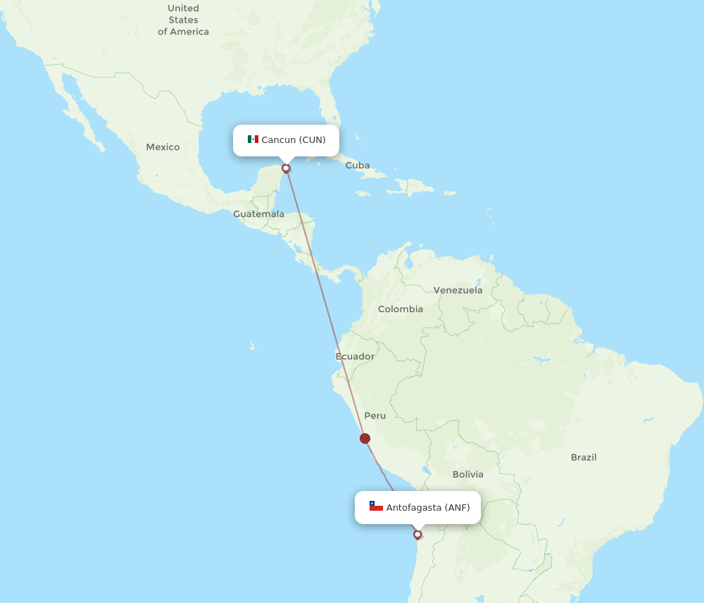 ANF-CUN flight routes