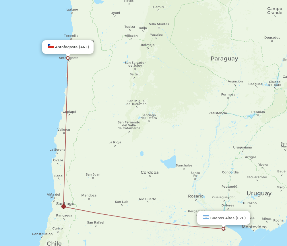 ANF-EZE flight routes