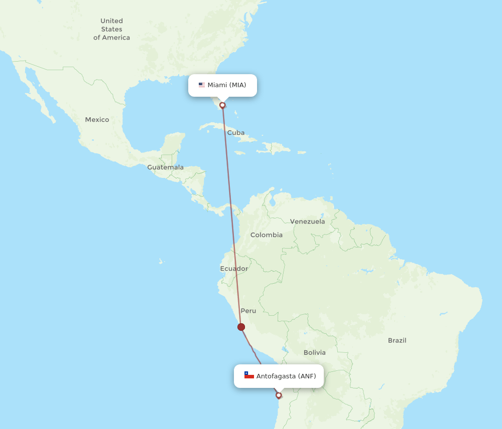 ANF-MIA flight routes