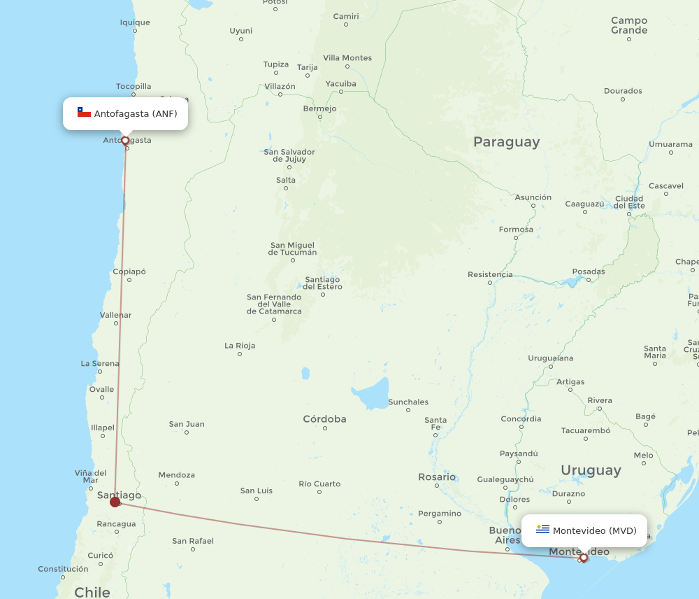 ANF-MVD flight routes
