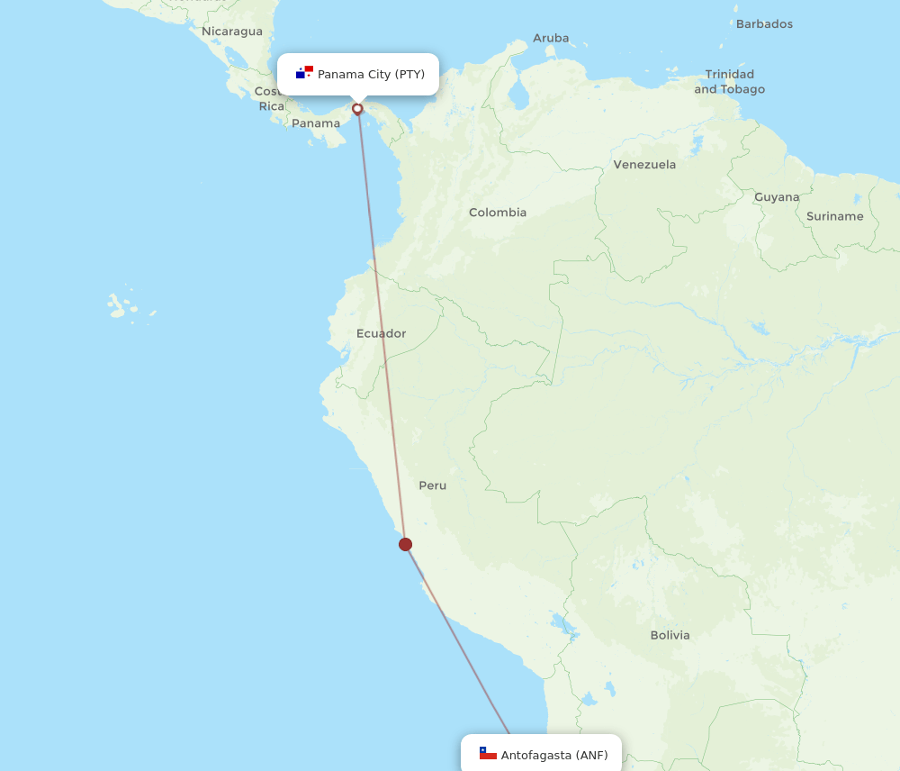 ANF-PTY flight routes