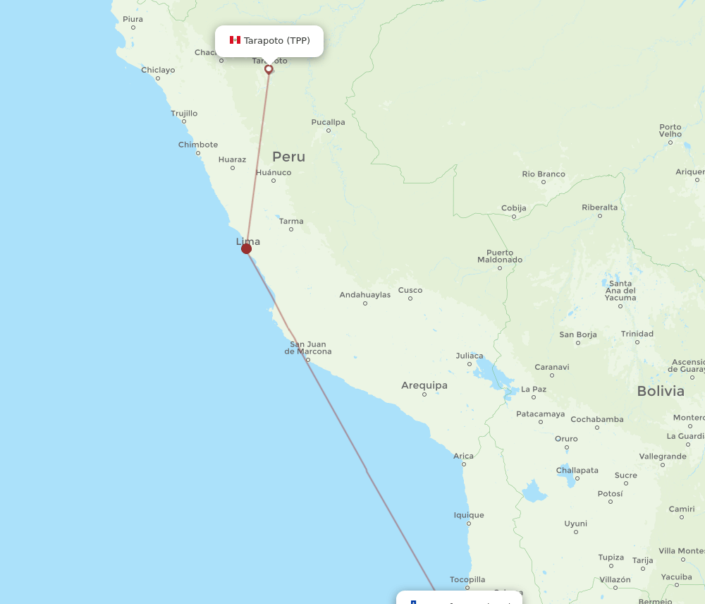 ANF to TPP flights and routes map