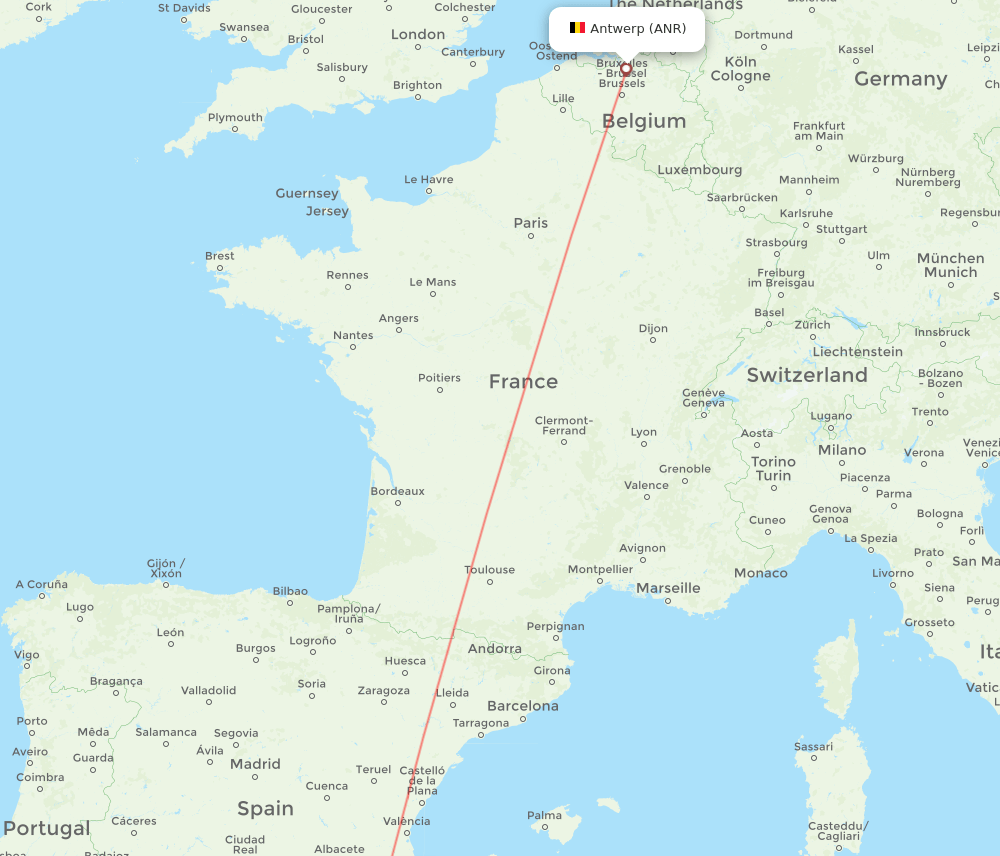 ANR to RMU flights and routes map