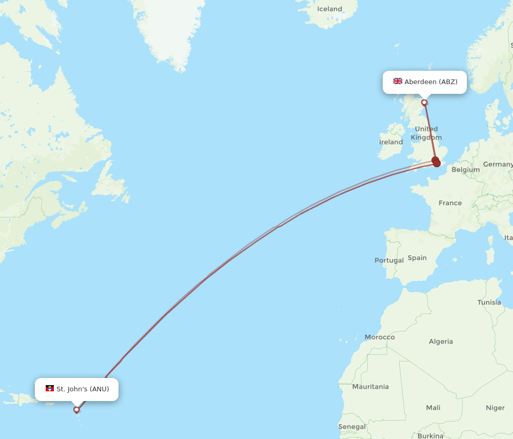 ANU-ABZ flight routes