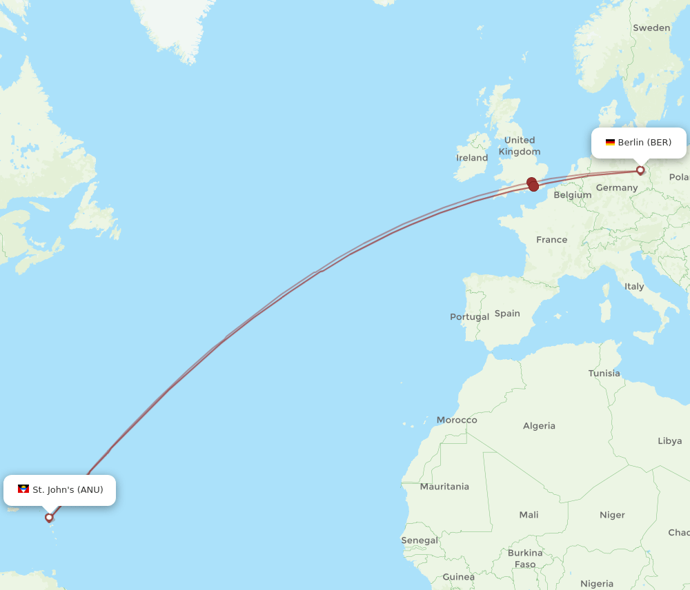 ANU-BER flight routes