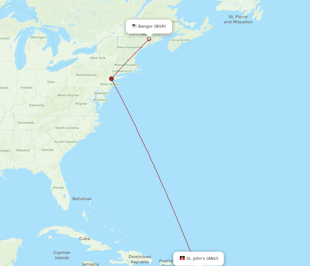 ANU-BGR flight routes