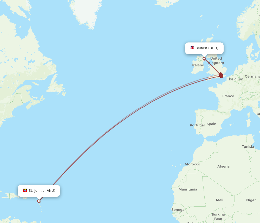 ANU-BHD flight routes