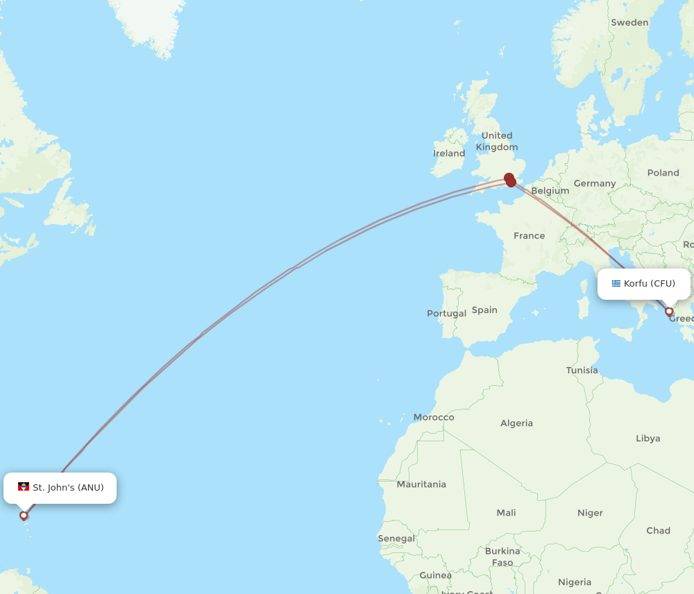 ANU-CFU flight routes