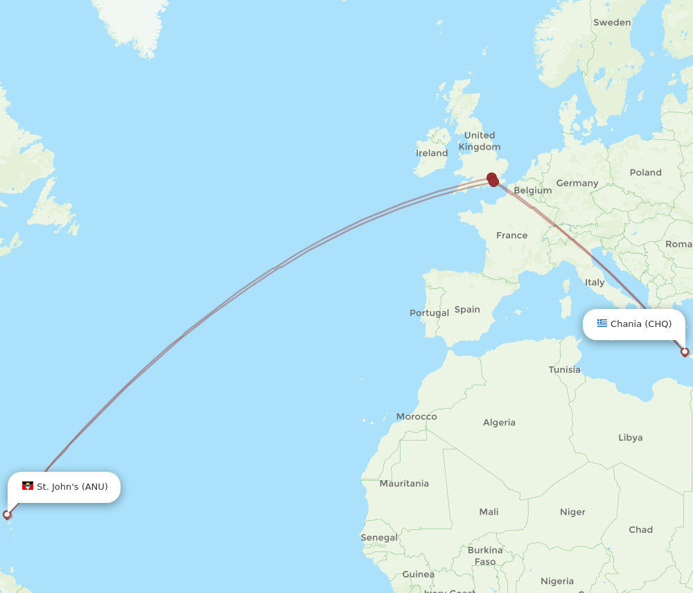 ANU-CHQ flight routes