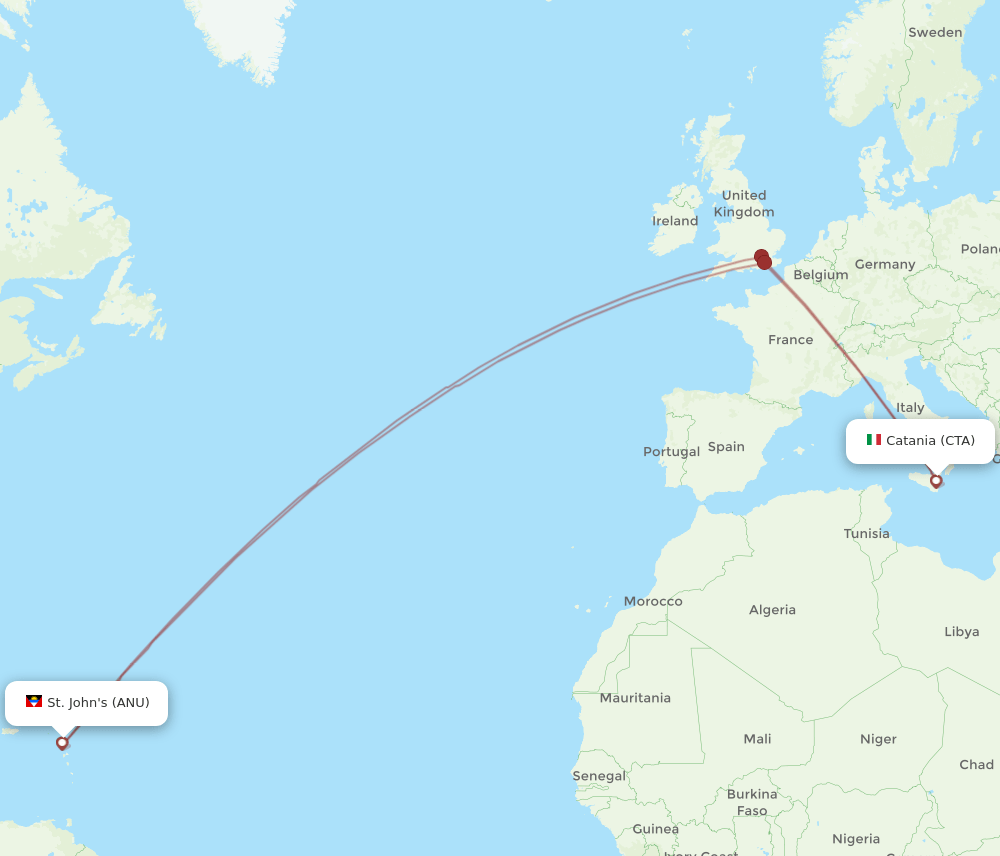 ANU-CTA flight routes