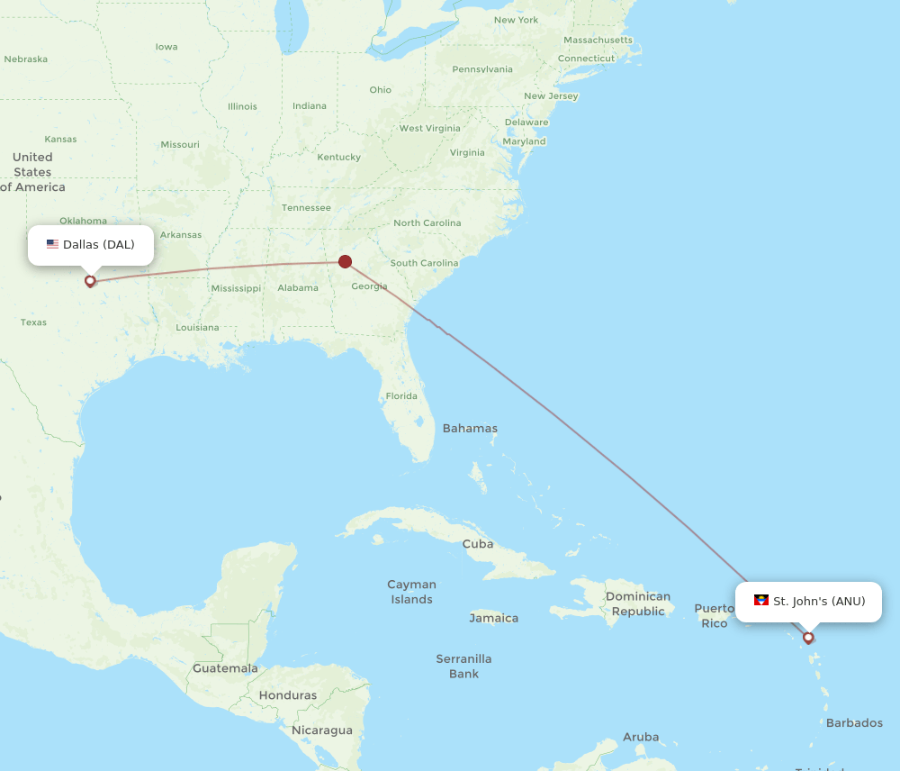 ANU-DAL flight routes
