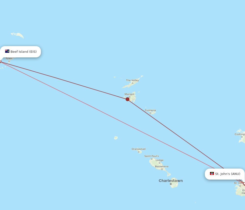 ANU to EIS flights and routes map