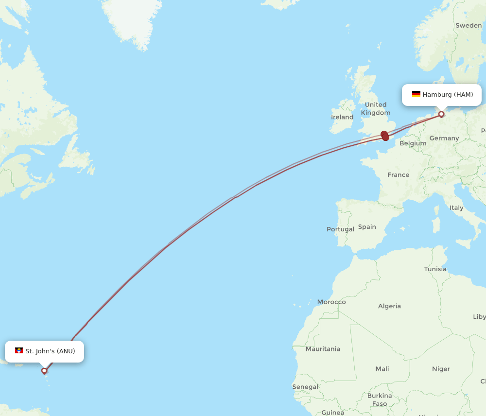 ANU-HAM flight routes