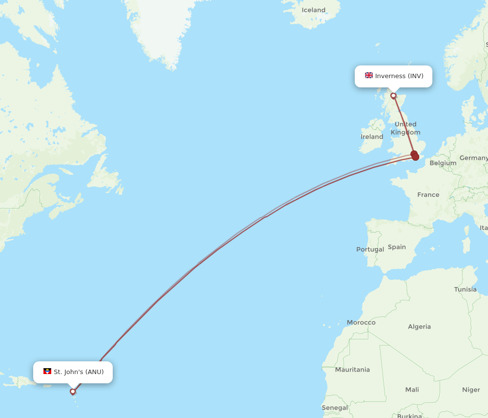 ANU-INV flight routes