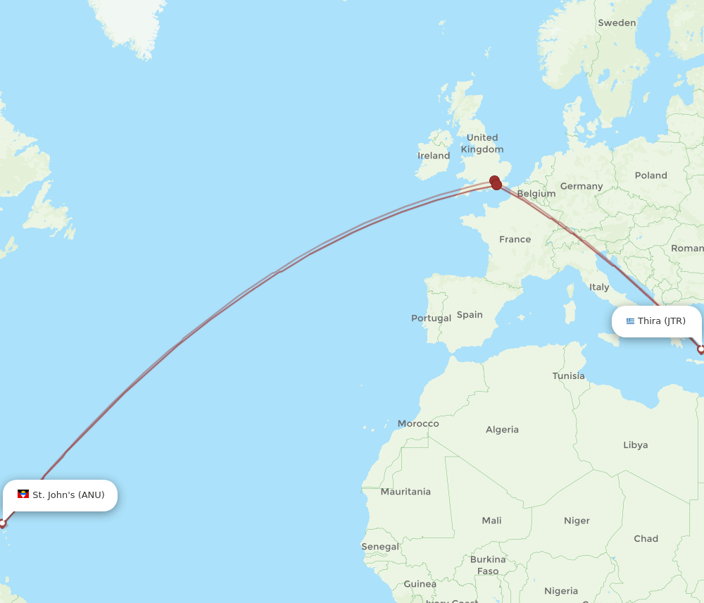 ANU-JTR flight routes