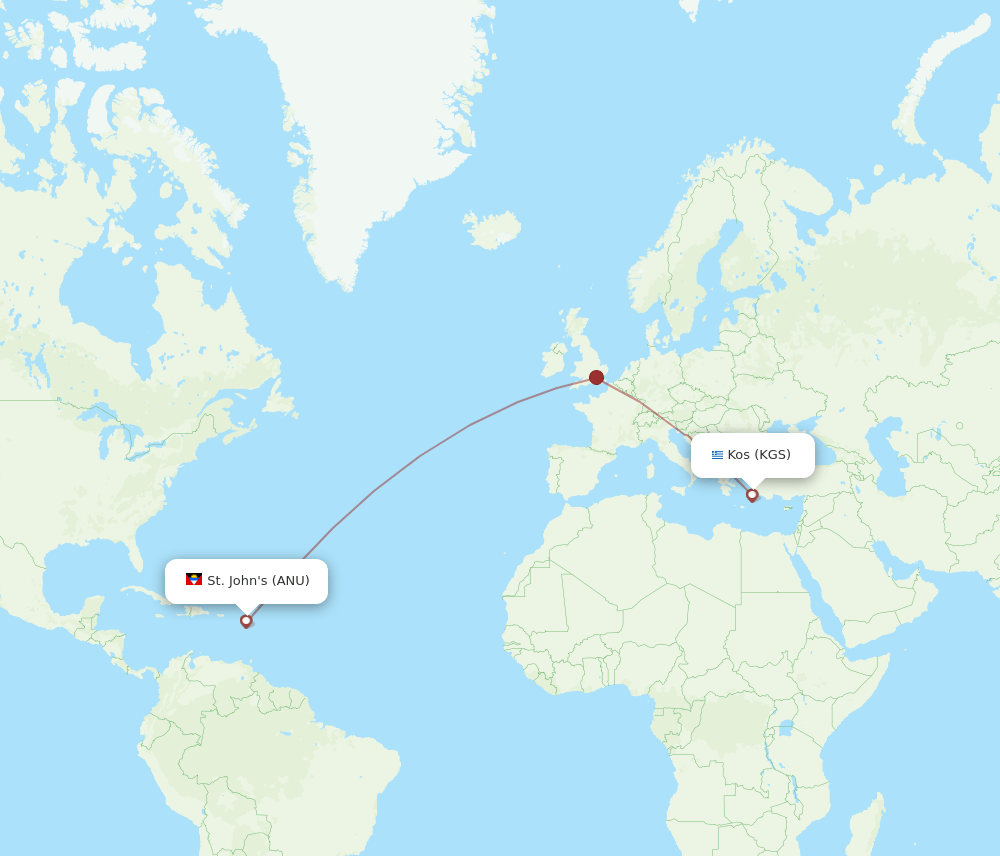 ANU-KGS flight routes
