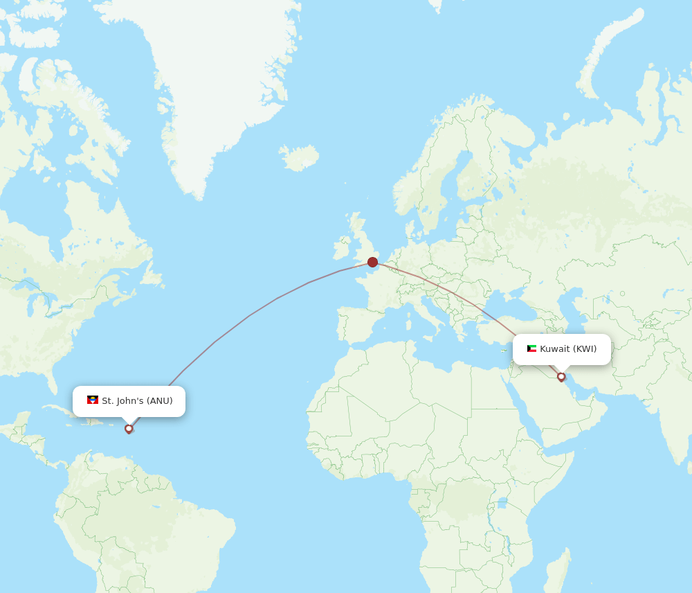 ANU-KWI flight routes