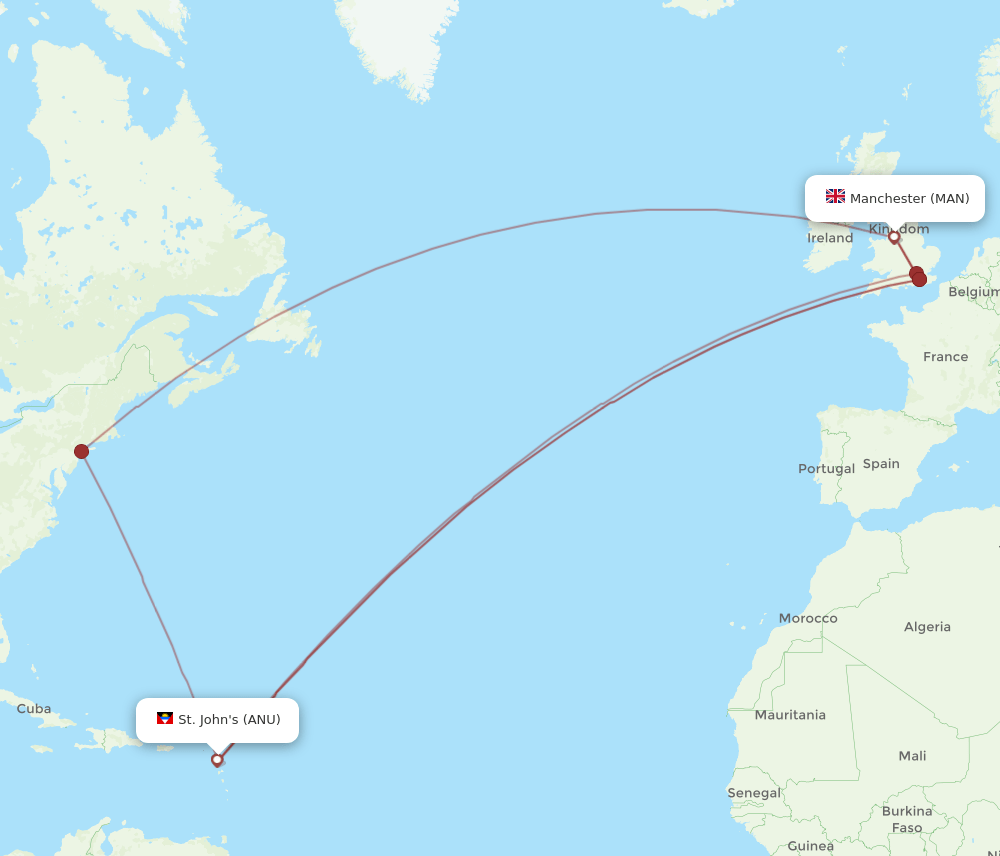 ANU-MAN flight routes
