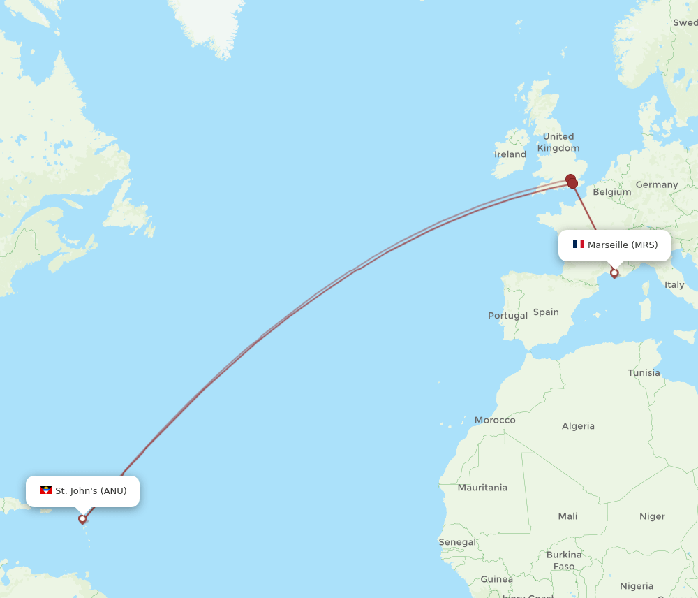 MRS to ANU flights and routes map