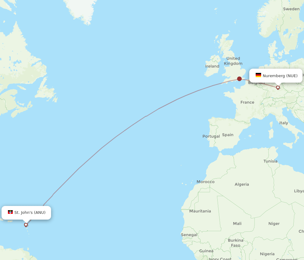 ANU-NUE flight routes