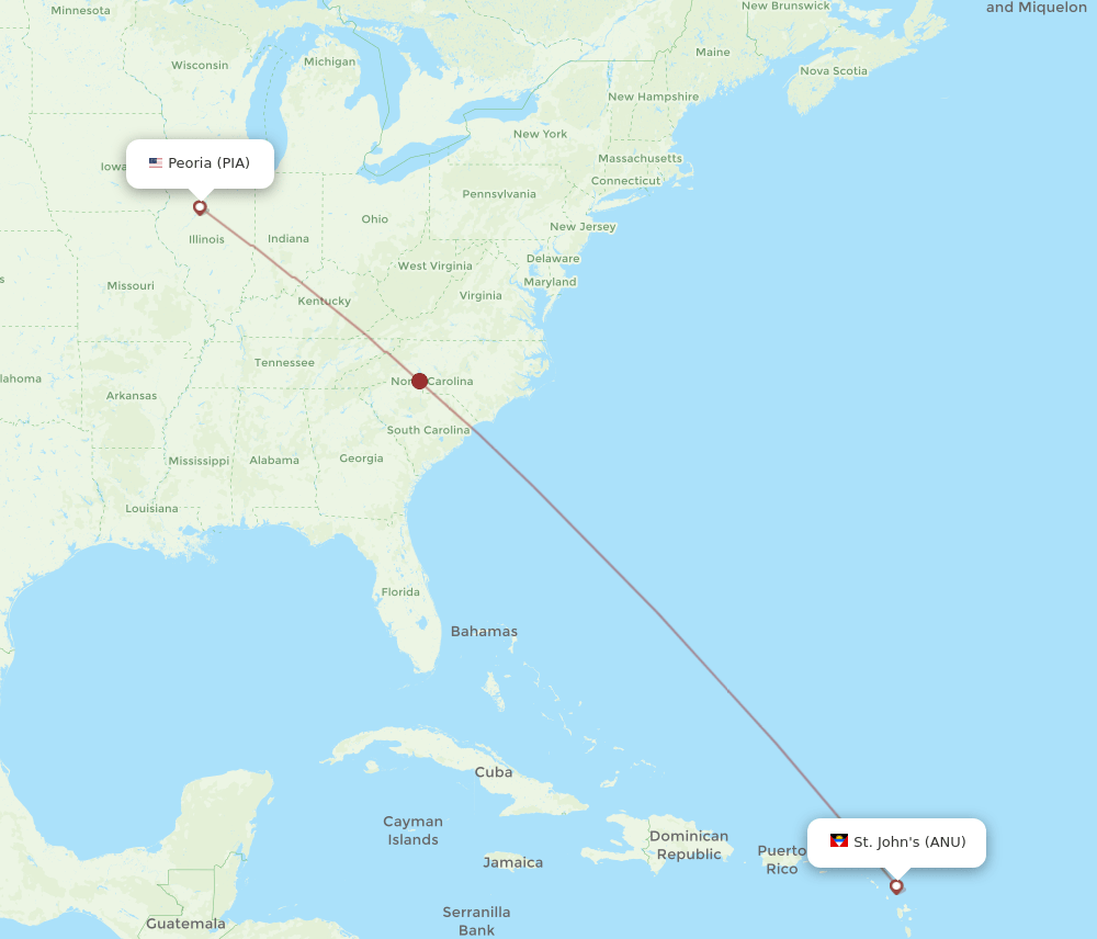 ANU-PIA flight routes