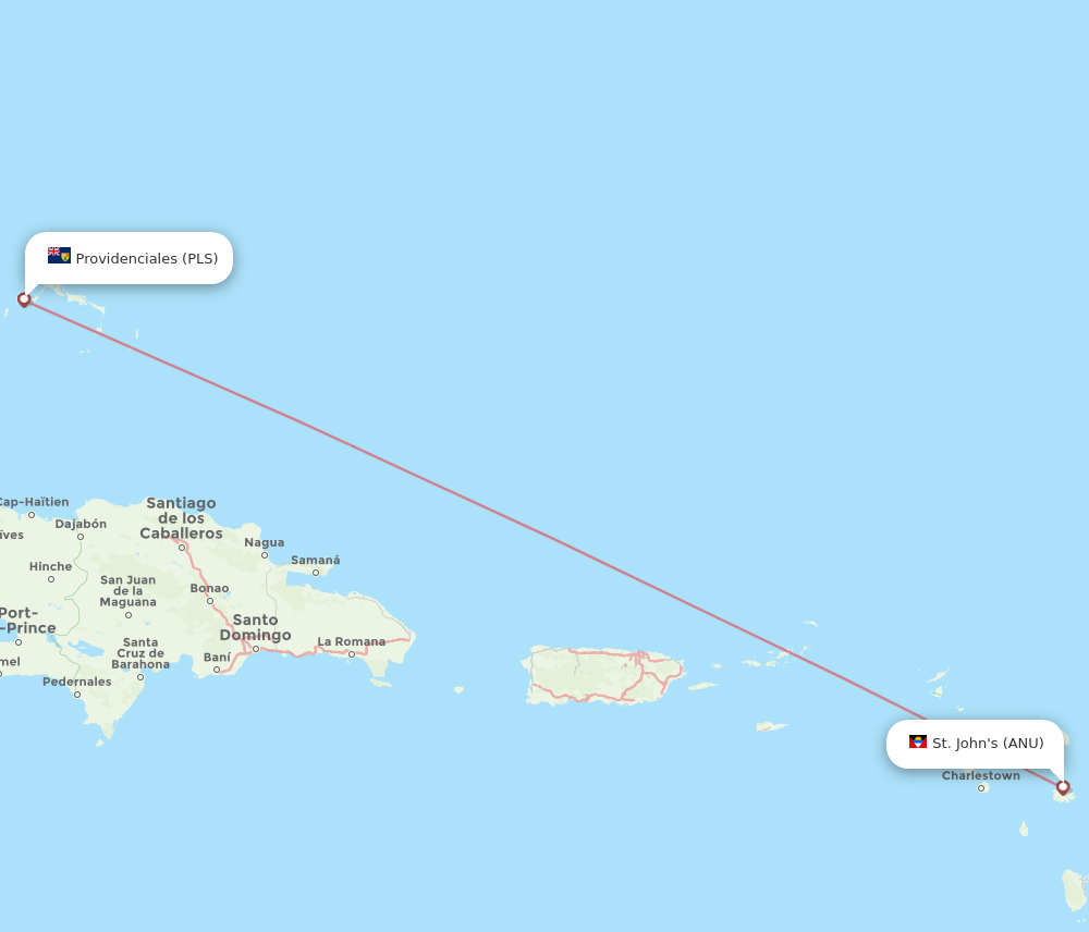 ANU to PLS flights and routes map