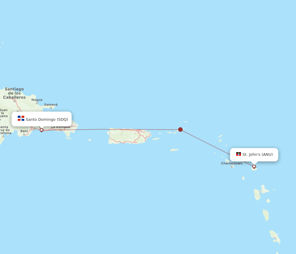 ANU to SDQ flights and routes map