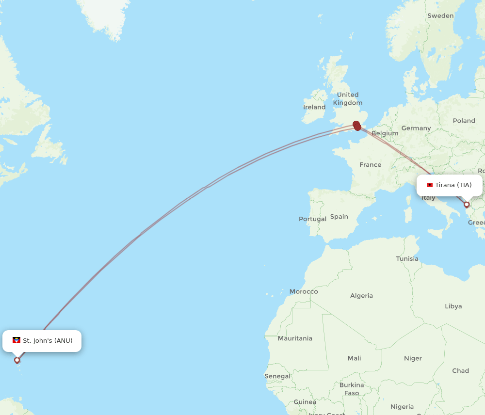 TIA to ANU flights and routes map