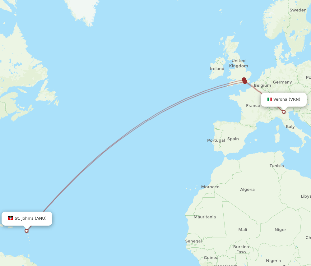 ANU-VRN flight routes