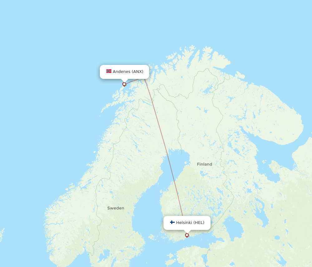 HEL to ANX flights and routes map
