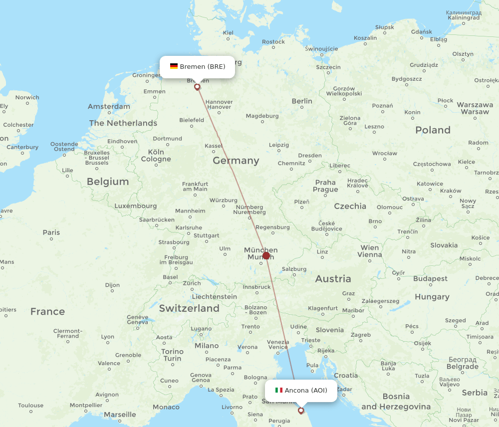 AOI to BRE flights and routes map