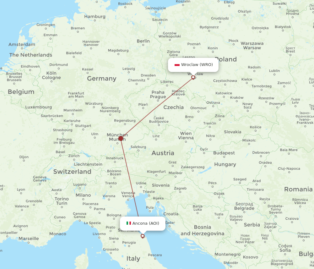 AOI-WRO flight routes