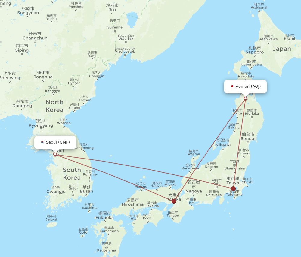 AOJ-GMP flight routes