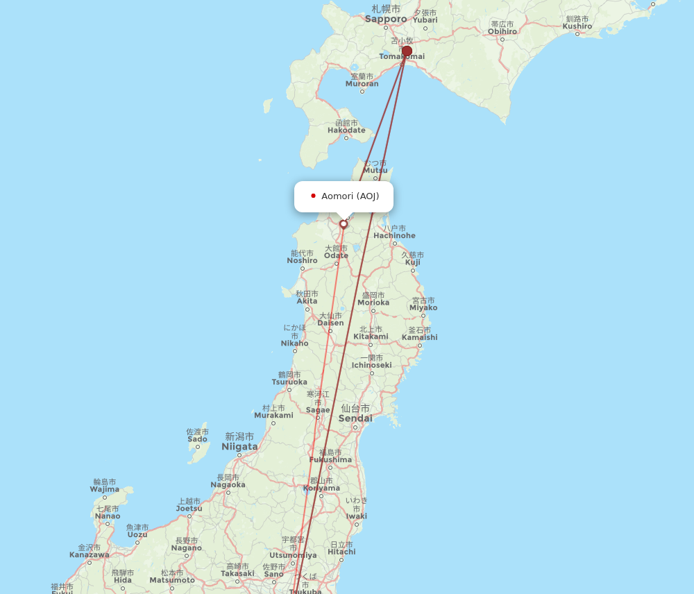AOJ to HND flights and routes map
