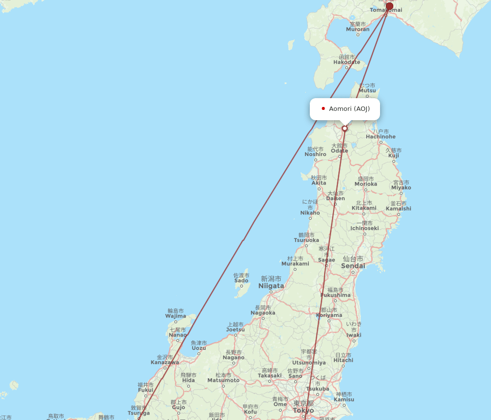 AOJ-KIX flight routes