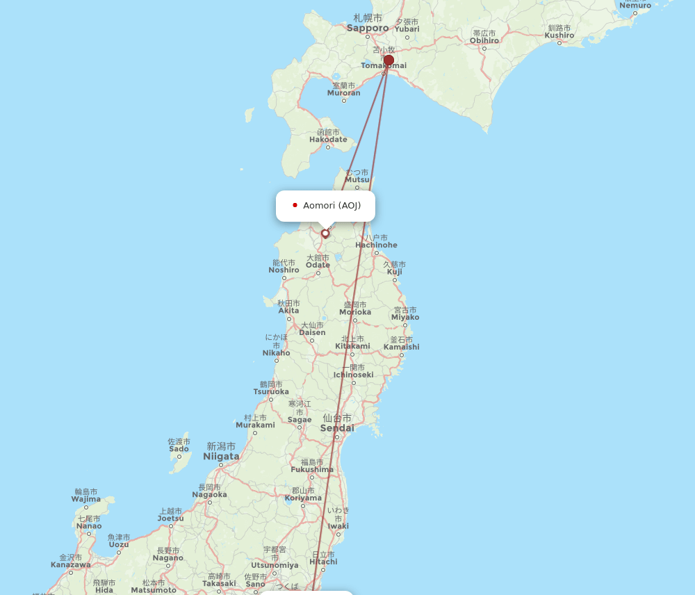AOJ to NRT flights and routes map