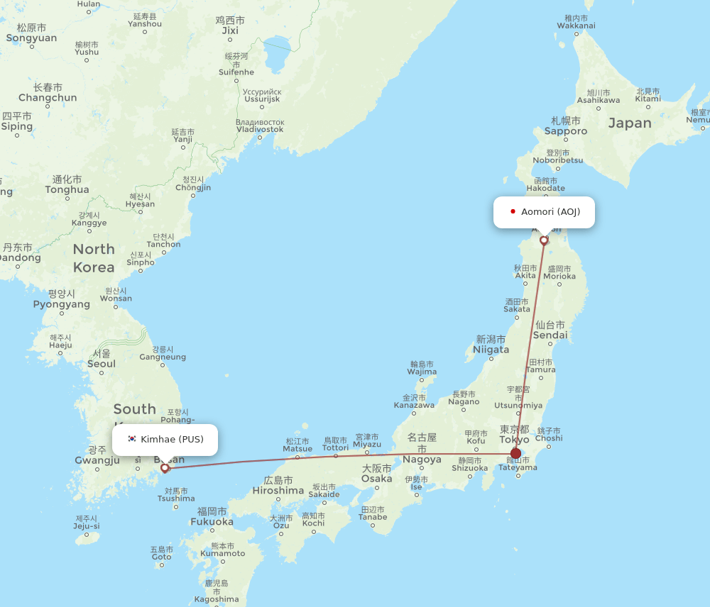 AOJ-PUS flight routes