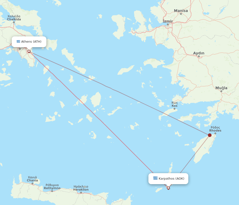 AOK to ATH flights and routes map