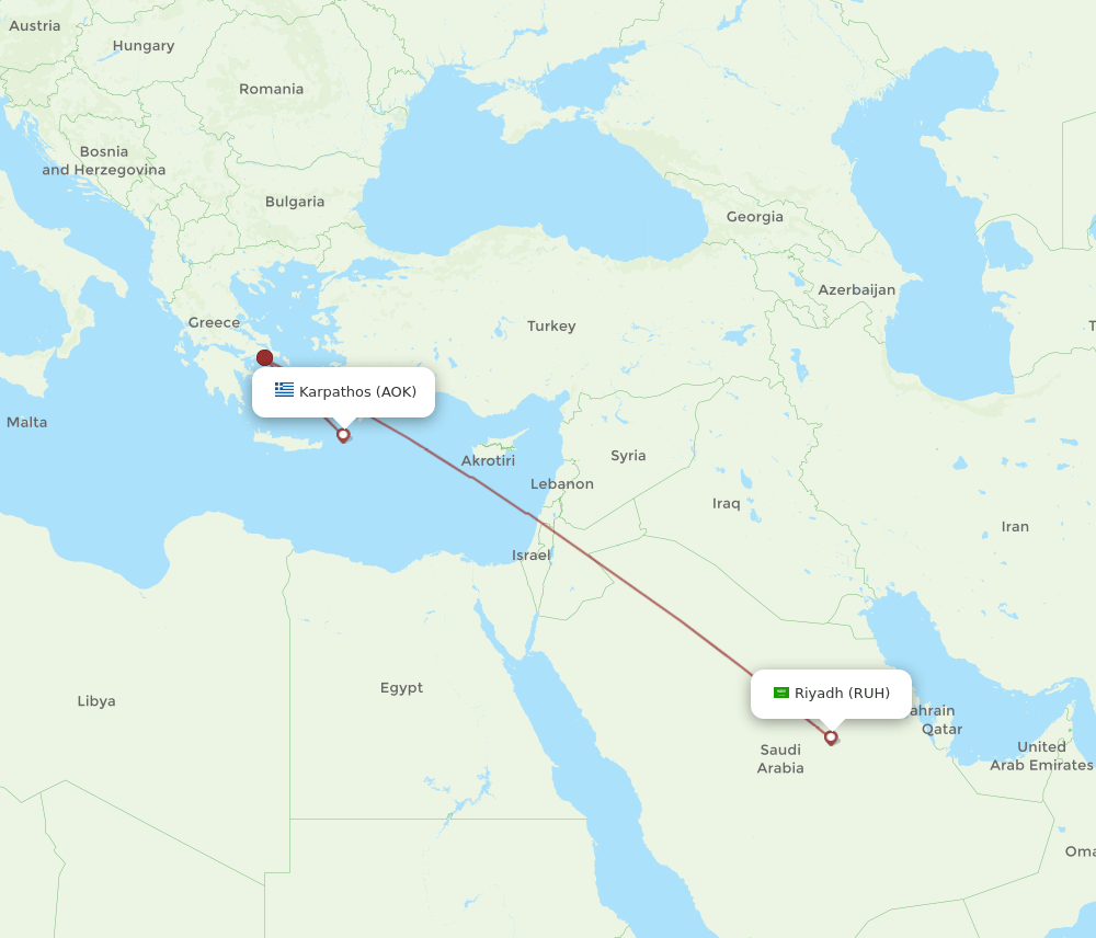 AOK to RUH flights and routes map