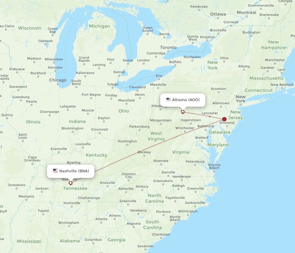 AOO-BNA flight routes