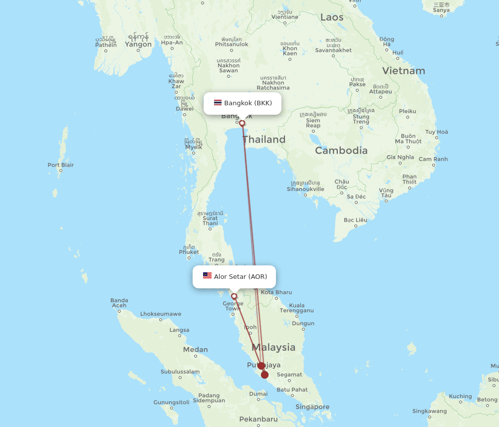 AOR-BKK flight routes