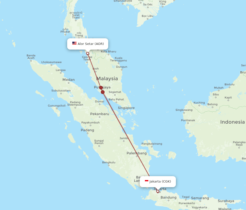 AOR to CGK flights and routes map