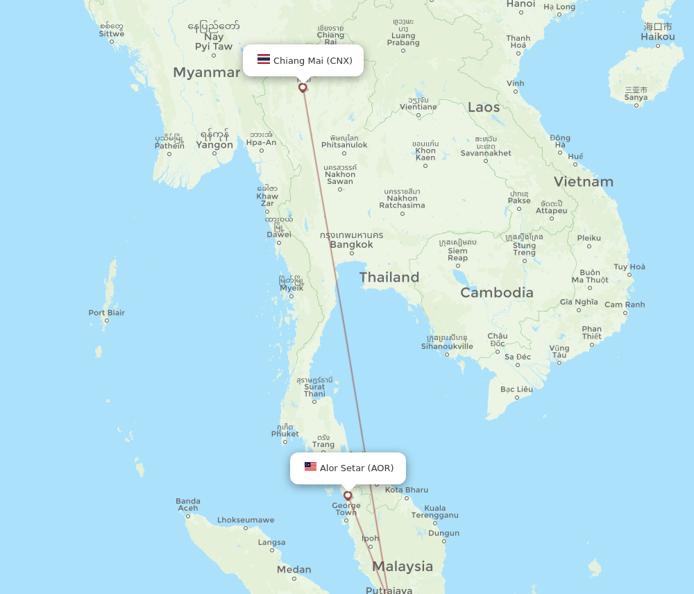 AOR-CNX flight routes