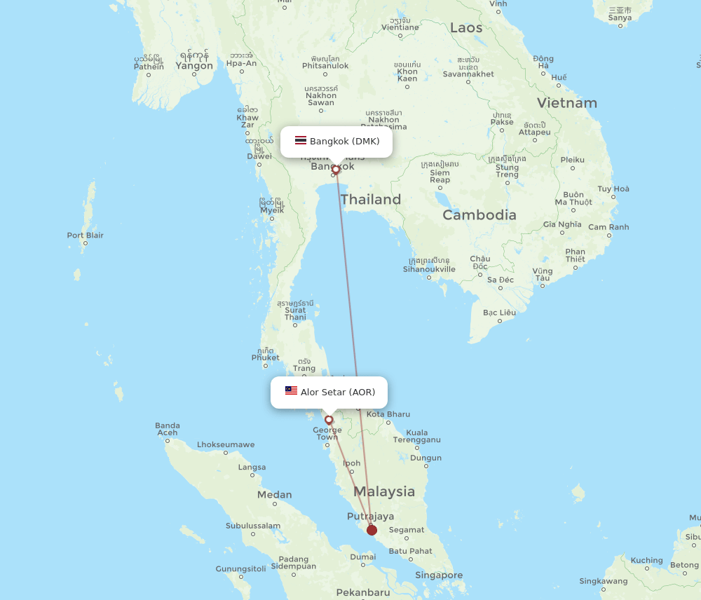 AOR-DMK flight routes