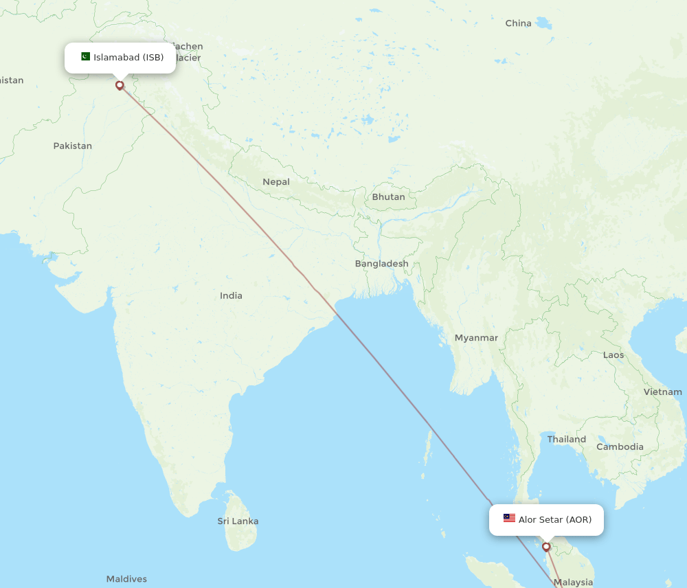 AOR-ISB flight routes