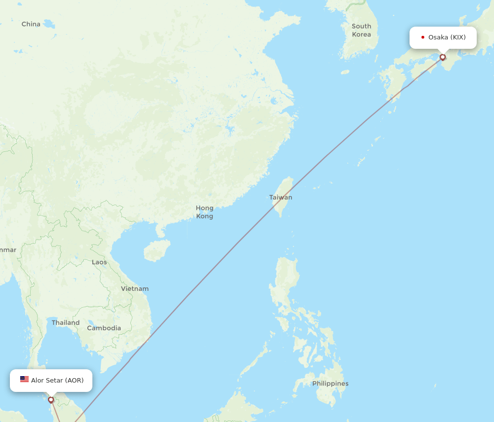 AOR-KIX flight routes