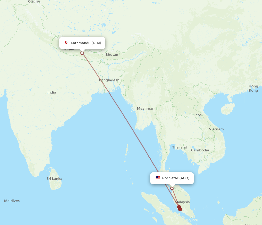 AOR-KTM flight routes