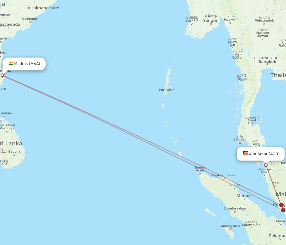 AOR-MAA flight routes