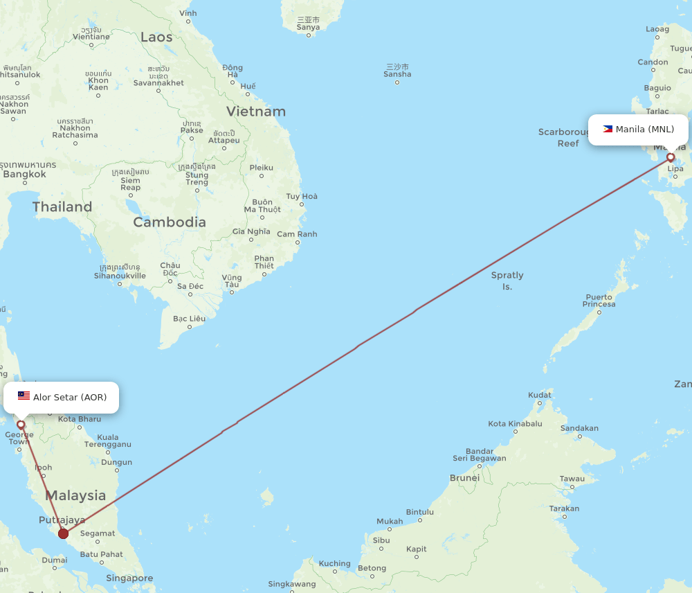 AOR-MNL flight routes