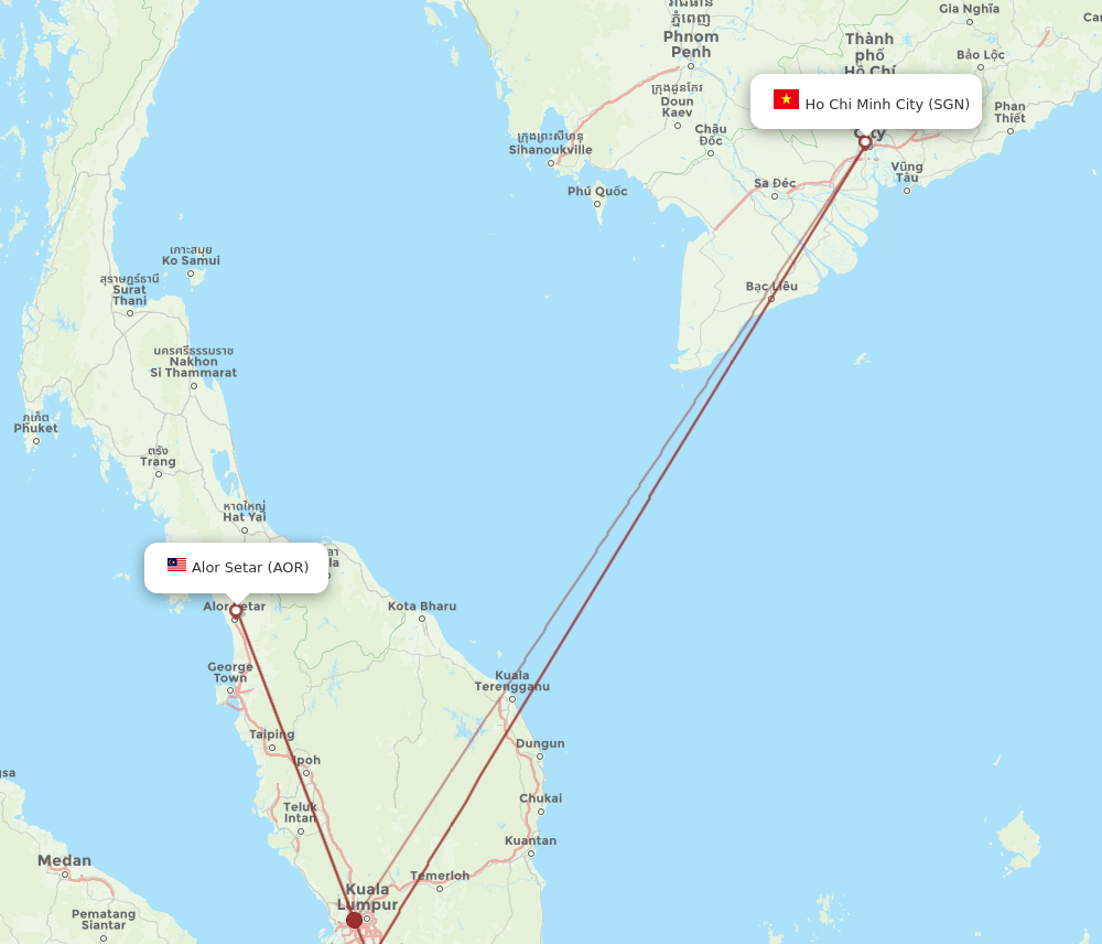 AOR to SGN flights and routes map